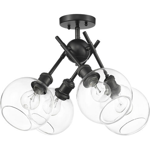Axel 4 Light 24 inch Matte Black Semi-Flush Ceiling Light in Clear Glass